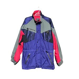 Mountain Goat Vintage Mens Ski Jacket Purple Pink Grey Colorblock Parka Small